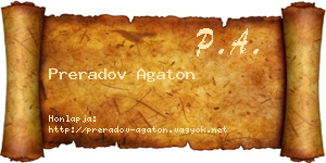 Preradov Agaton névjegykártya